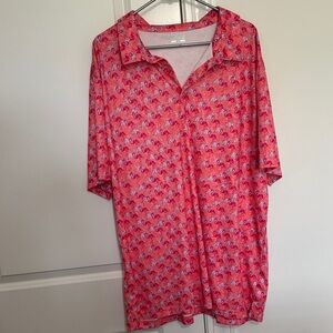 BCG Pink Flamingo Patterned Polo